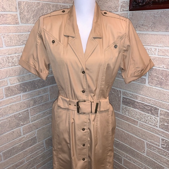 Sasson Paris New York Brown Tan Shirtdress - Picture 1 of 12